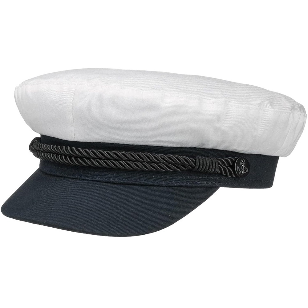 Hammaburg White Navy Cotton Yacht Captain Hat Fiddler Fisherman Cap 7